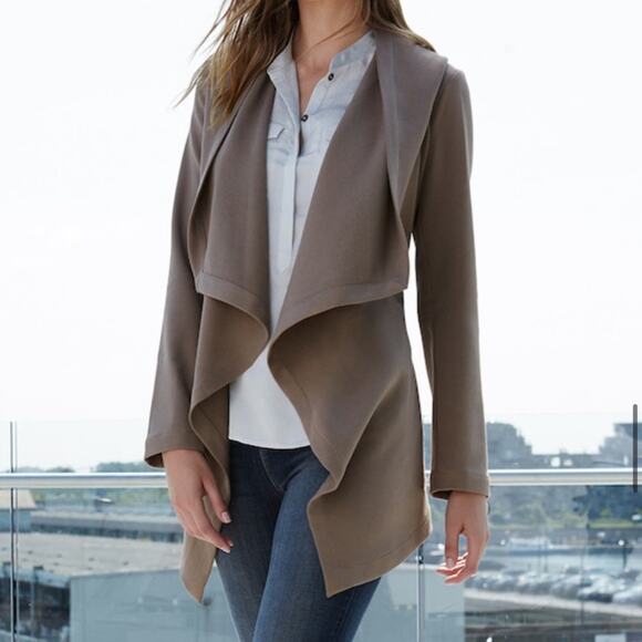 REVOLVE Soia & Kyo Sarie Draped Hooded Jacket Trench Coat Taupe XS Structured - Picture 2 of 16